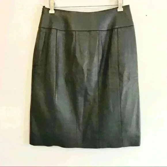 Carlisle Vintage 100% Leather Black Pencil Skirt Front Slit - Picture 4 of 7